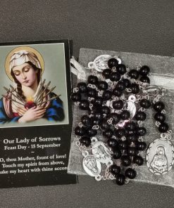 7 SORROWS OF MARY ROSARY w/Prayer card