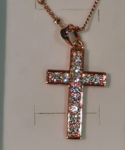 18k gold plated cross pendant filled with CZ (with chain)