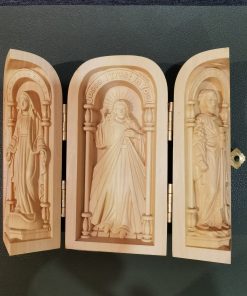 Boxwood Stand with Divine Mercy, Our Lady and St. Joseph (Triptych)