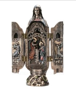 STATUE - Triptych Display of the Annunciation Cold Cast Bronze and Resin Statue Figure (BR010245)