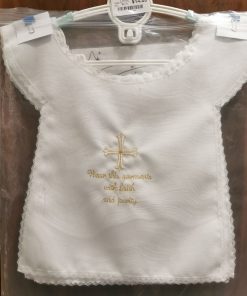 BAPTISMAL BIB - Cross with Letters (E34)