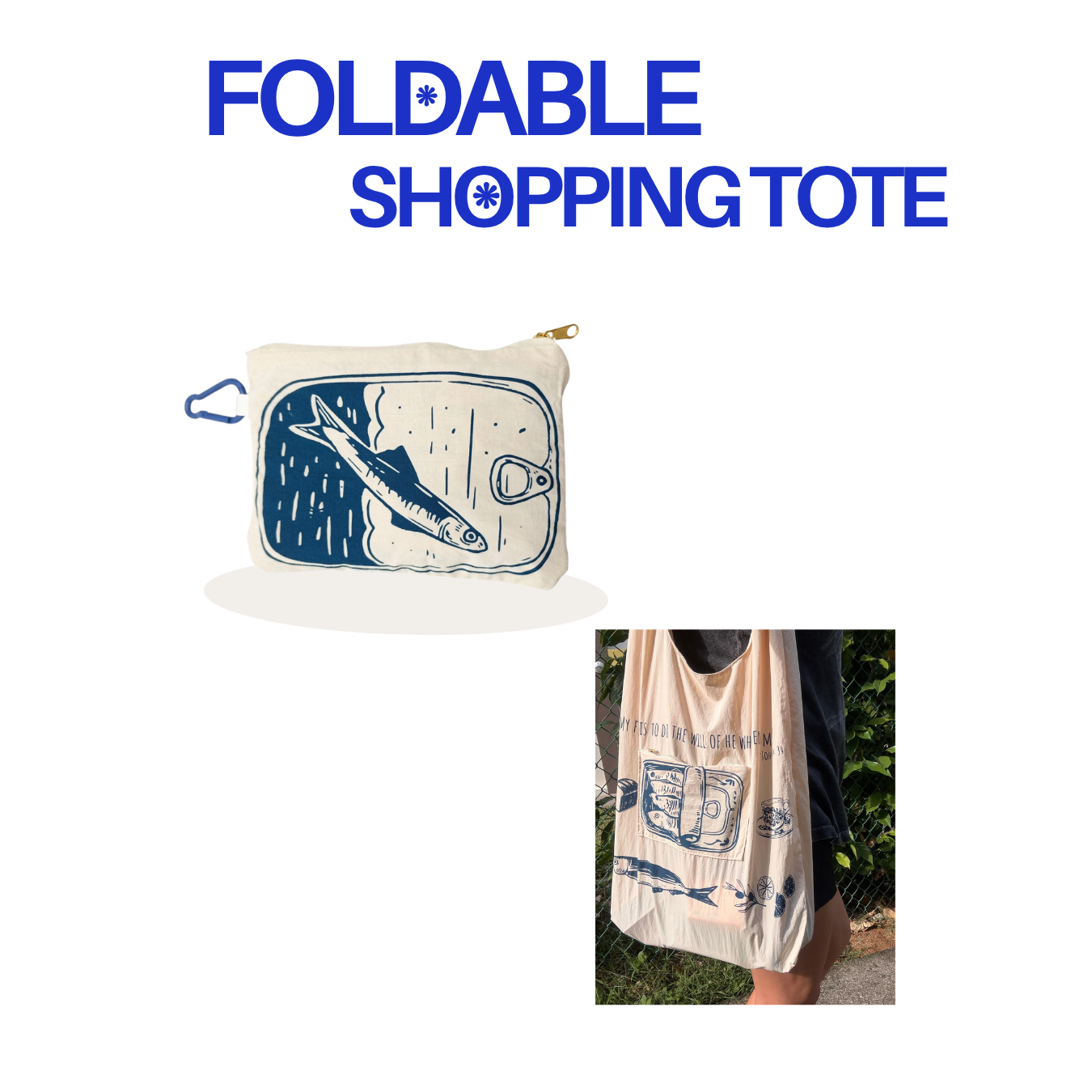 Foldable Fish Tote Bag