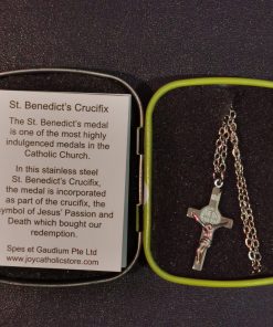CRUCIFIX - Stainless Steel St Benedict with chain (Small)