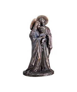 Alternative view of STATUE - Holy Family Joseph Mary Holding Young Jesus Cold Cast Bronze and Resin Statue Sculpture Figurine (22cm) (BR011424)