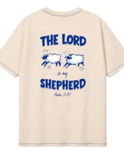 The Lord is my shepherd tee, Cream, L size (OVERSIZED TEE)