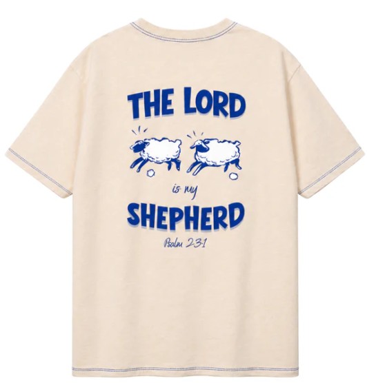 The Lord is my shepherd tee, Cream, M size (OVERSIZED TEE)