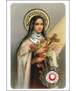 PRAYER CARD - St Theresa with Relic (71810)
