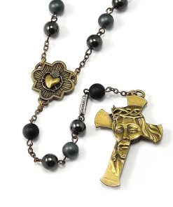 ROSARY - Rosary for Men - Bronze - Face of Jesus (GHIRELLI Italy)