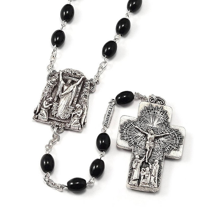 ROSARY - The Holy Mass Black Glass (RO255) - (GHIRELLI Italy)