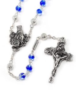 ROSARY - Lourdes Bohemian Glass Blue w/ Lourdes Water (RO275) - GHIRELLI Italy