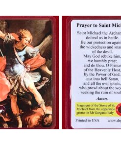PRAYER CARD - St Michael Relic w Stone