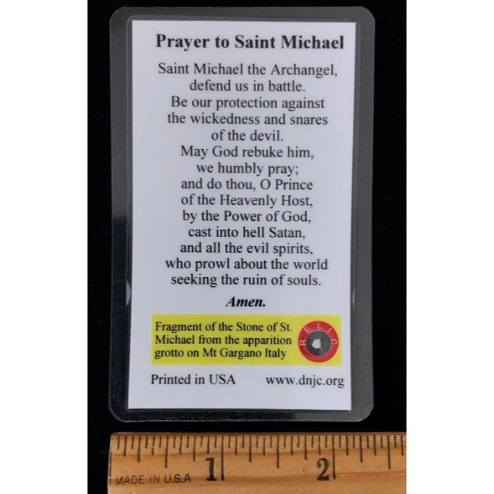 PRAYER CARD - St Michael Relic w Stone - Image 3