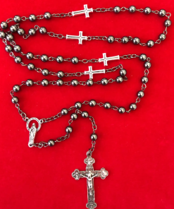 ROSARY - Hematite Bead with Cross separators touched to over 600 relics