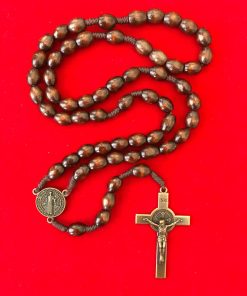 ROSARY - St Benedict wood rosary touched to relics