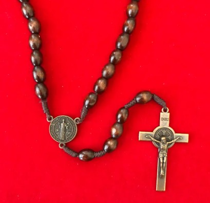 ROSARY - St Benedict wood rosary touched to relics - Image 2